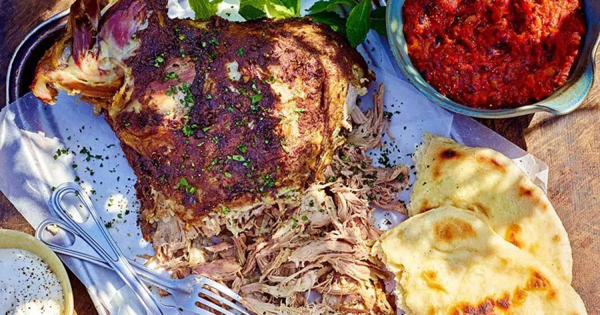 Smoked Lamb Shoulder with Salsa Criolla & Sumac Shallots